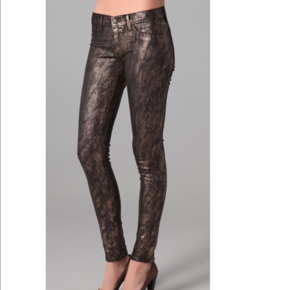 J Brand Coated snake skin gold Metallic Skinny Jeans